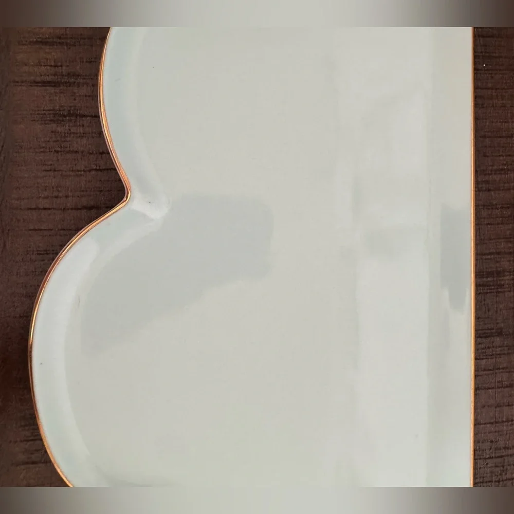 Oh Joy! Blue Cloud Tray With Gold Trim 16” Display Dish Modern Charcuterie